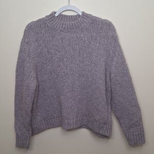 Zara Wool Blend Knit Sweater Jumper  Lilac Size SMALL Fisherman Chunky Preppy 90
